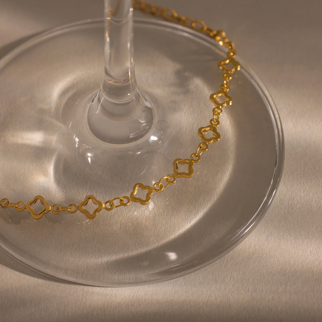 Clover Station Bracelet Silver 18K Gold Plated