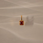 Square Bezel Birthstone Charm Silver 18K Gold Plated