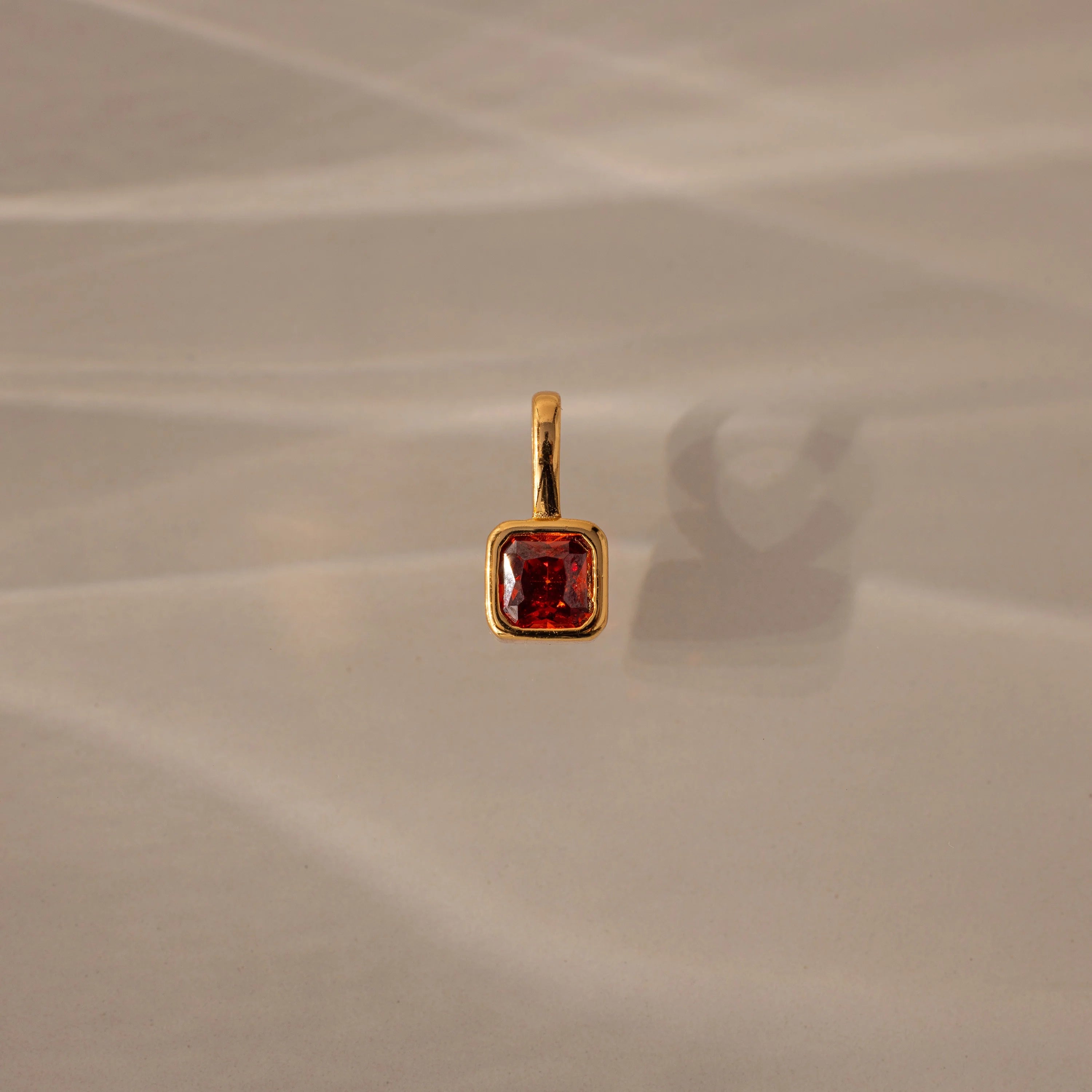 Square Bezel Birthstone Charm Silver 18K Gold Plated