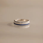 Ribbed Sapphire Stack Ring Silver 18K Gold Plated