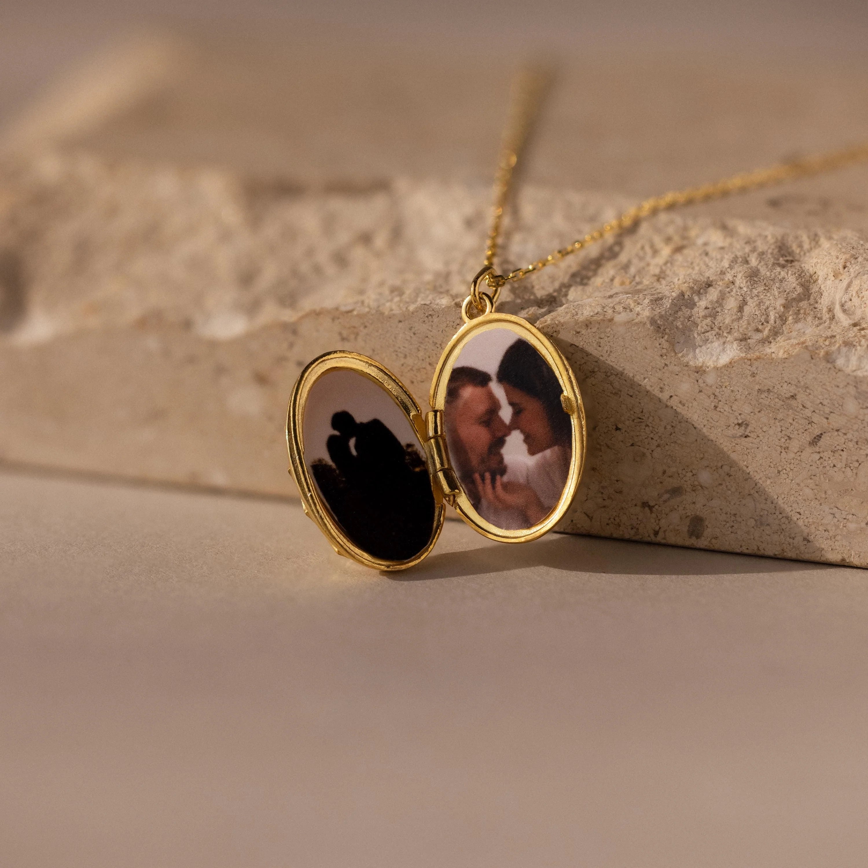 Floral Handwriting Locket Necklace Silver 18K Gold Plated