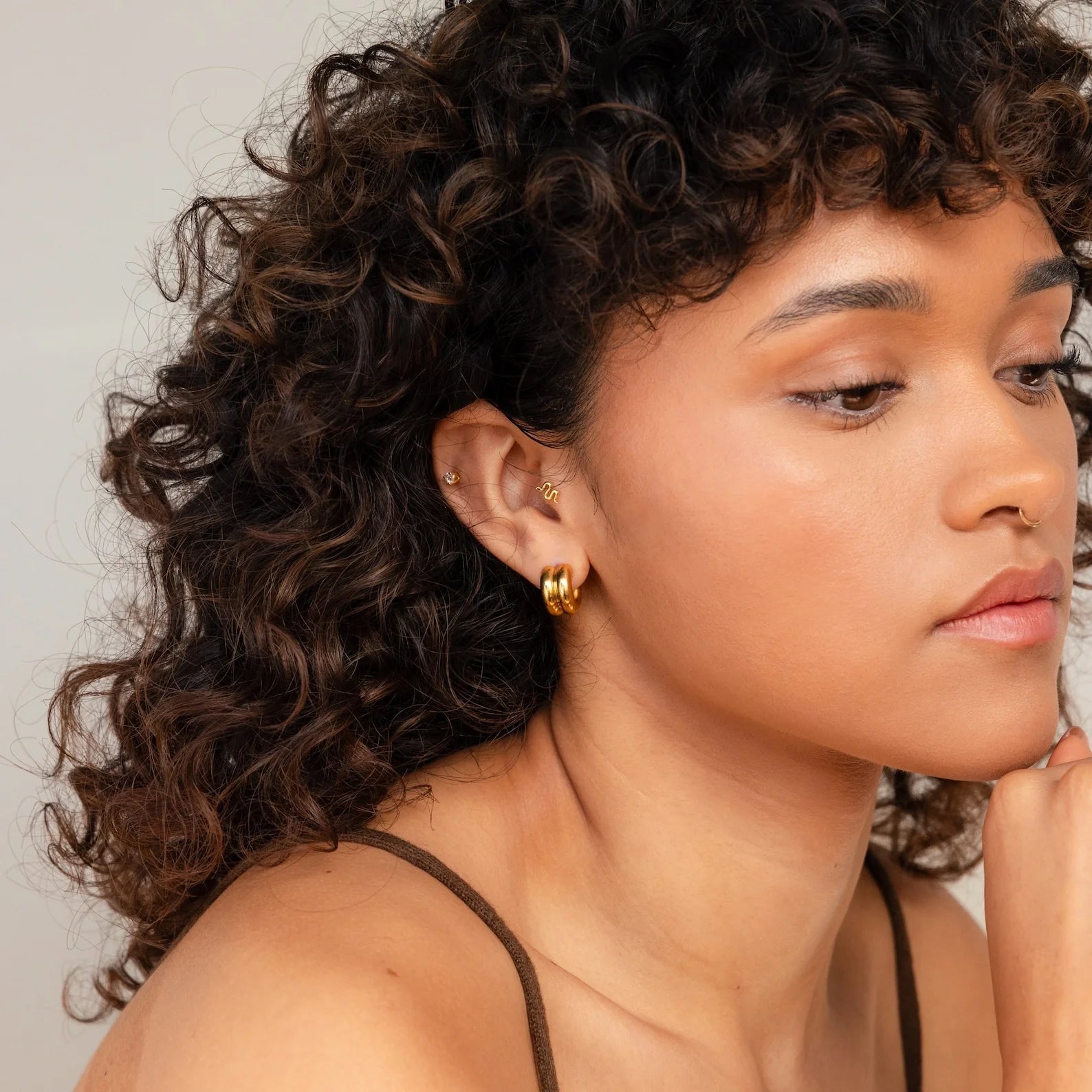 Chunky Double Hoops Silver 18K Gold Plated