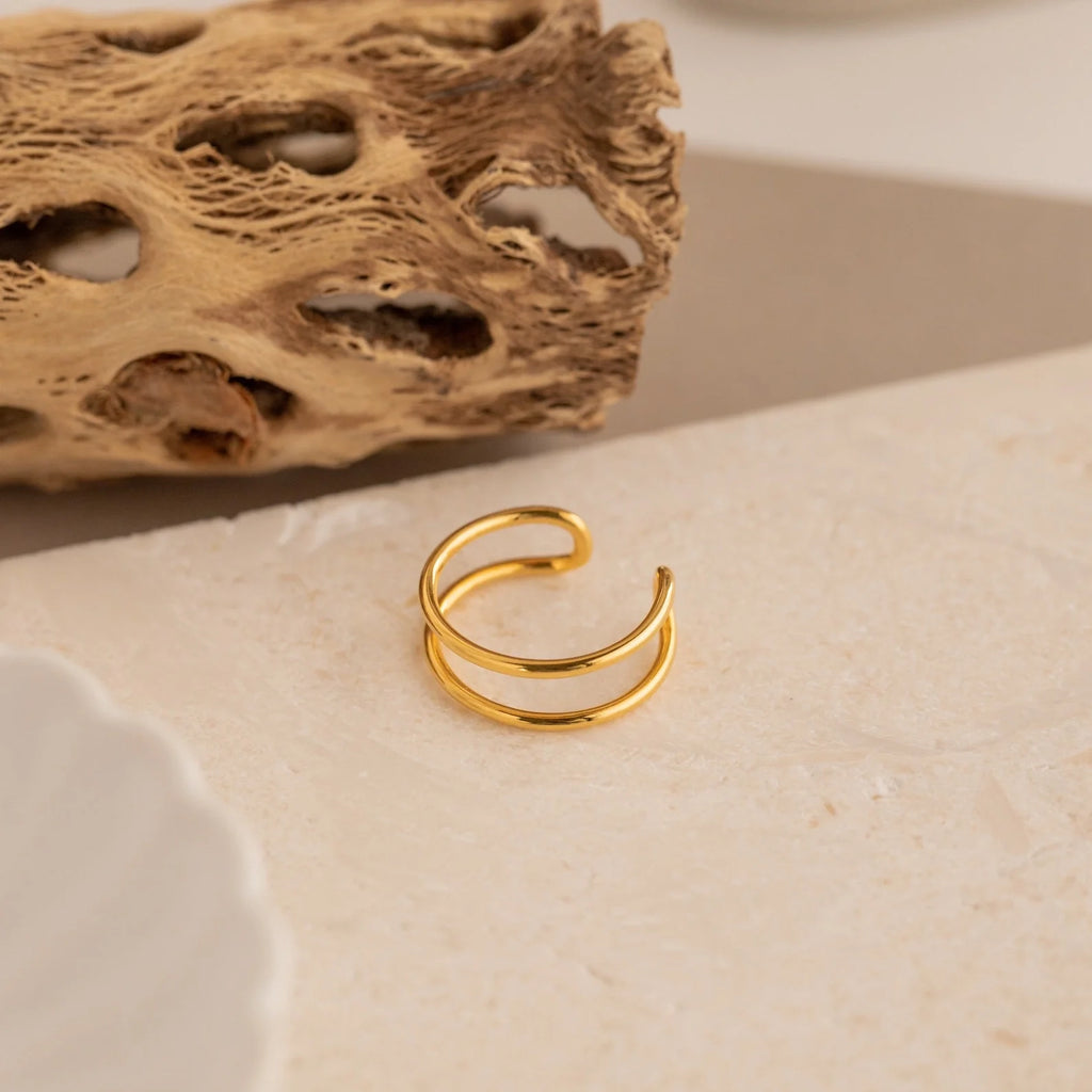 Everly Thin Duo Band Silver 18K Gold Plated
