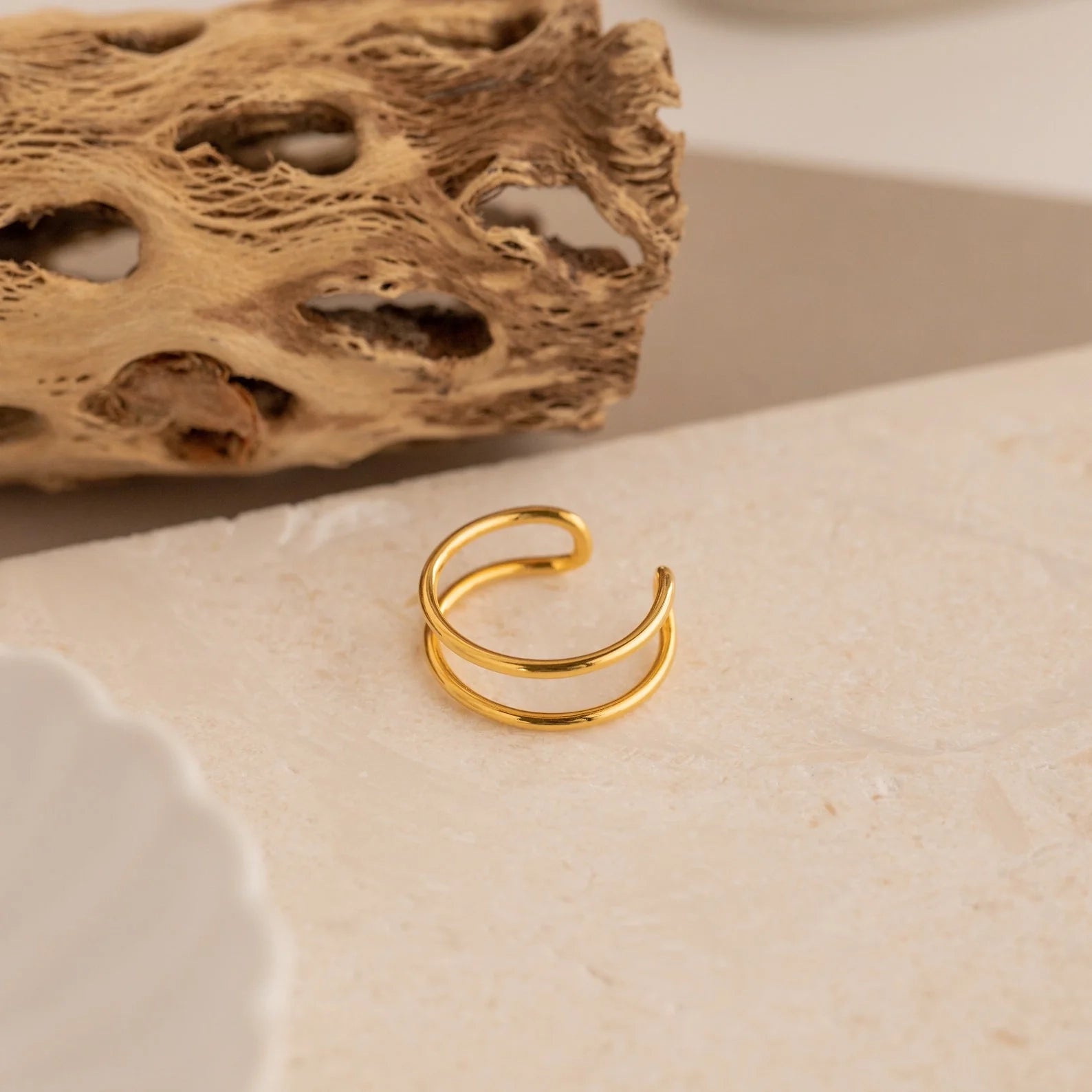 Everly Thin Duo Band Silver 18K Gold Plated