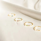 Modern Initial Birthstone Ring Silver 18K Gold Plated