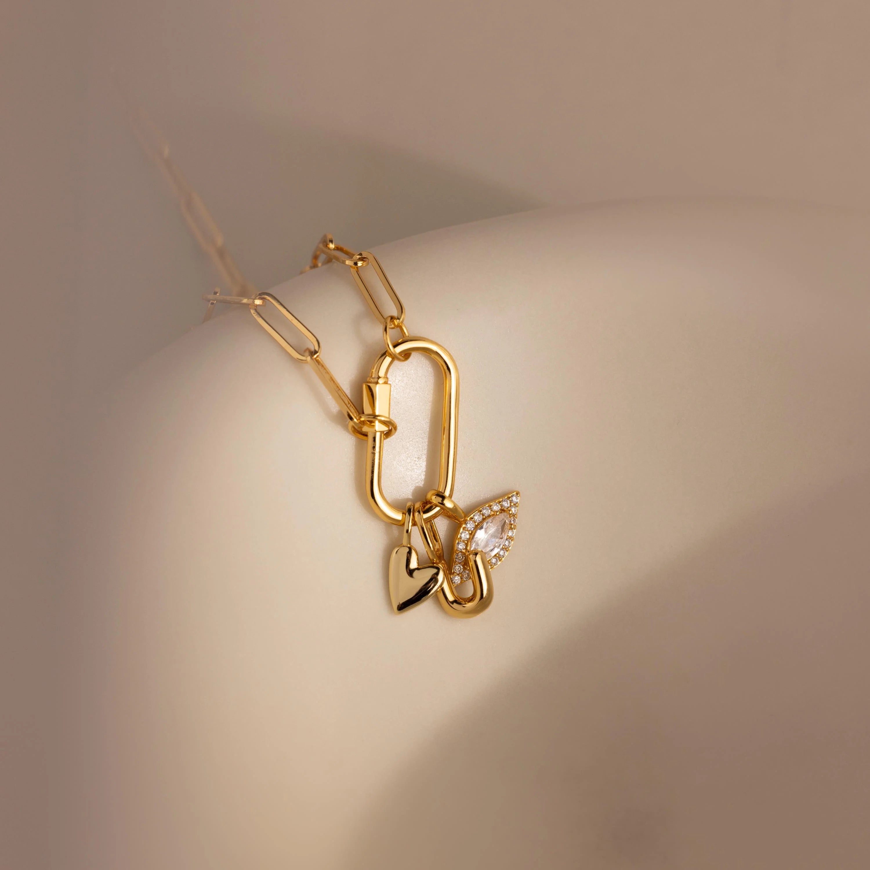 Puff Heart Charm Silver 18K Gold Plated