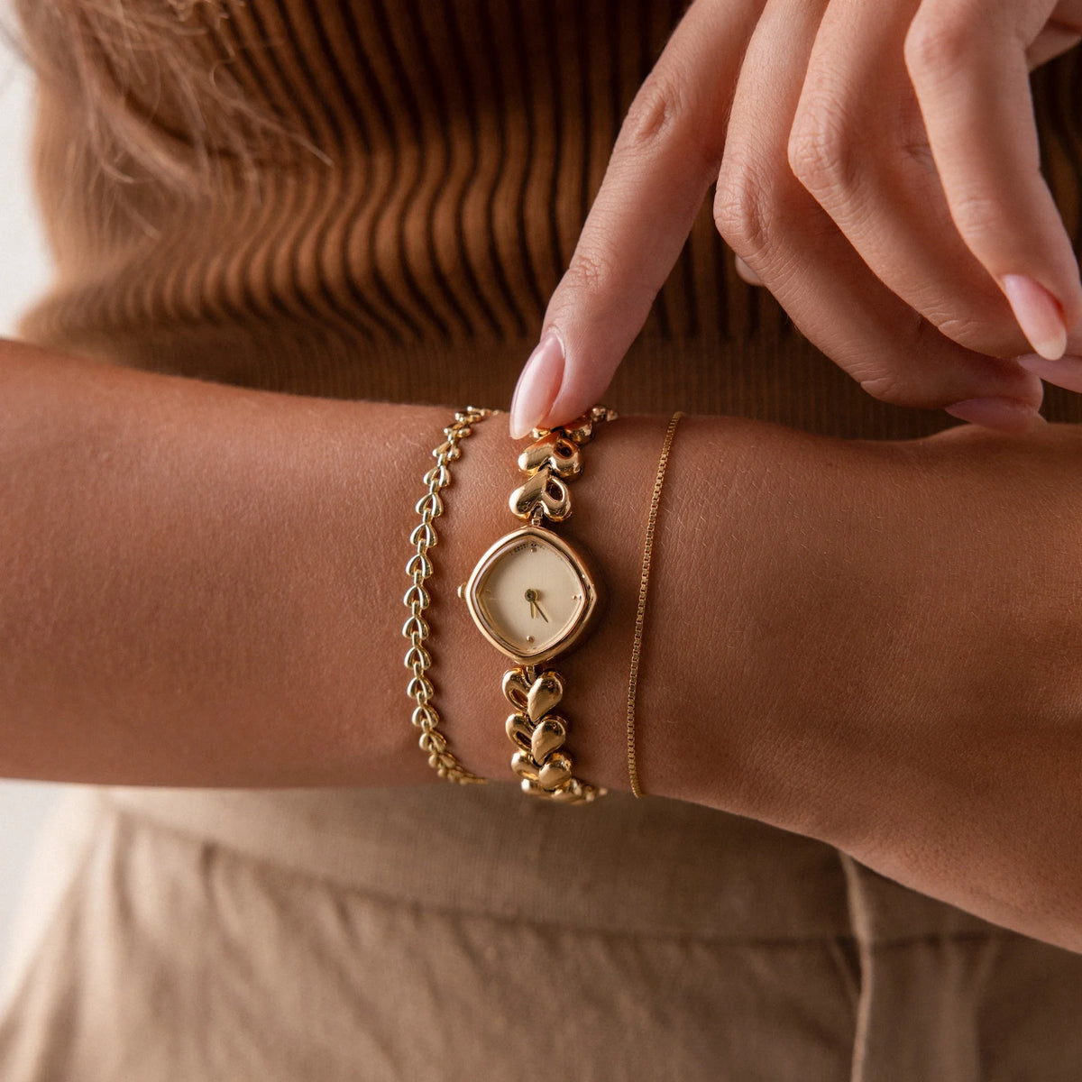 Heart Link Timepiece Silver 18K Gold Plated