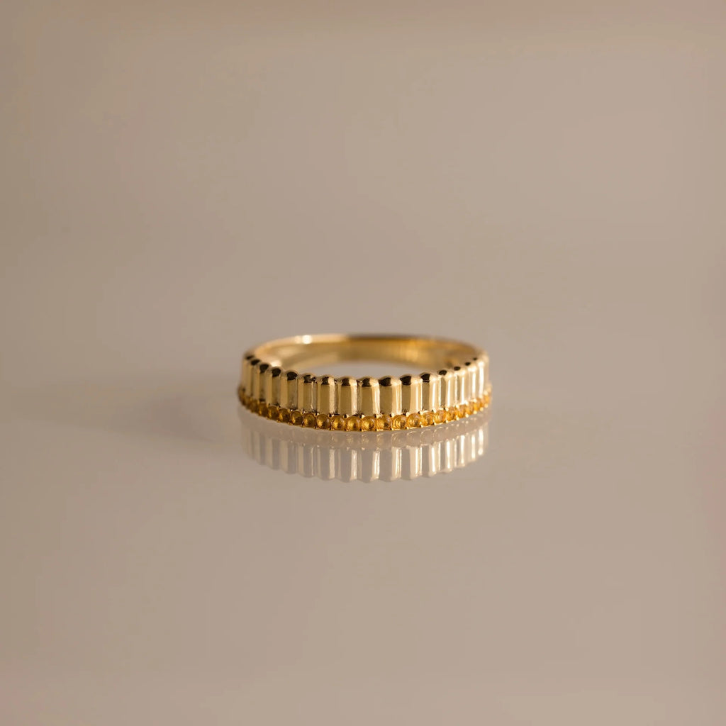 Ribbed Topaz Stack Ring  Silver 18K Gold Plated