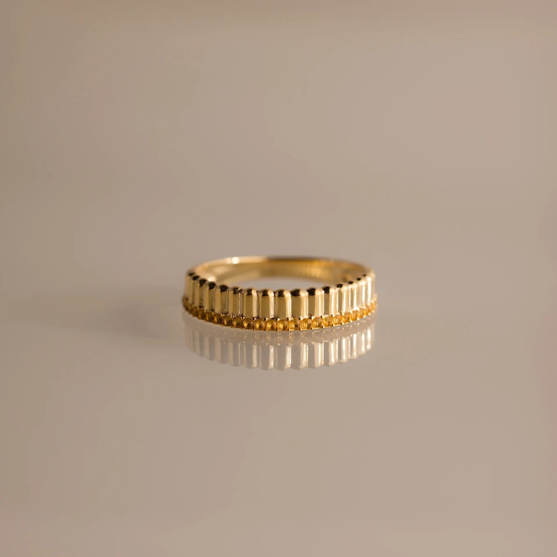 Ribbed Topaz Stack Ring  Silver 18K Gold Plated