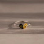 Toi et Moi Teardrop Heart Ring Silver 18K Gold Plated
