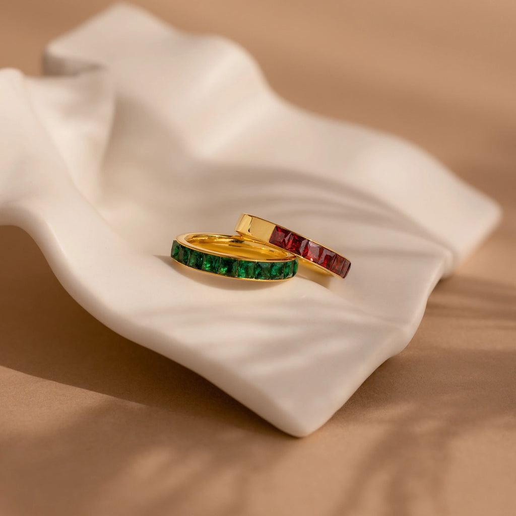 Birthstone Inlay Band Ring