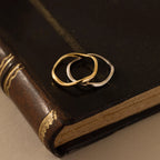 Mixed Metal Wave Ring Set Silver 18K Gold Plated