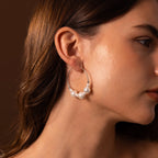Freshwater Pearl Hoops Silver 18K Gold Plated