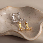 Diamond Cascade Ear Jackets Silver 18K Gold Plated