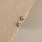 Blue Opal Prism Flatback Studs Silver 18K Gold Plated