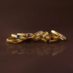 Ribbed Blue Zircon Band Silver 18K Gold Plated