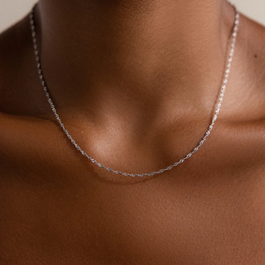 Singapore Twist Necklace Silver 18K Gold Plated