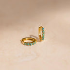 Garden Green Opal Huggies Silver 18K Gold Plated