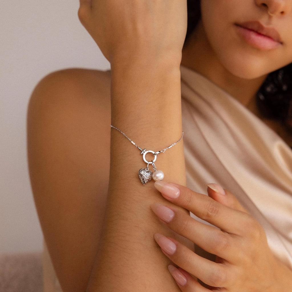 Hinged Circle Charm Bracelet Silver 18K Gold Plated