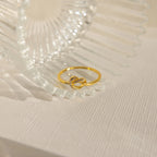 Pave Heart Knot Ring Silver 18K Gold Plated