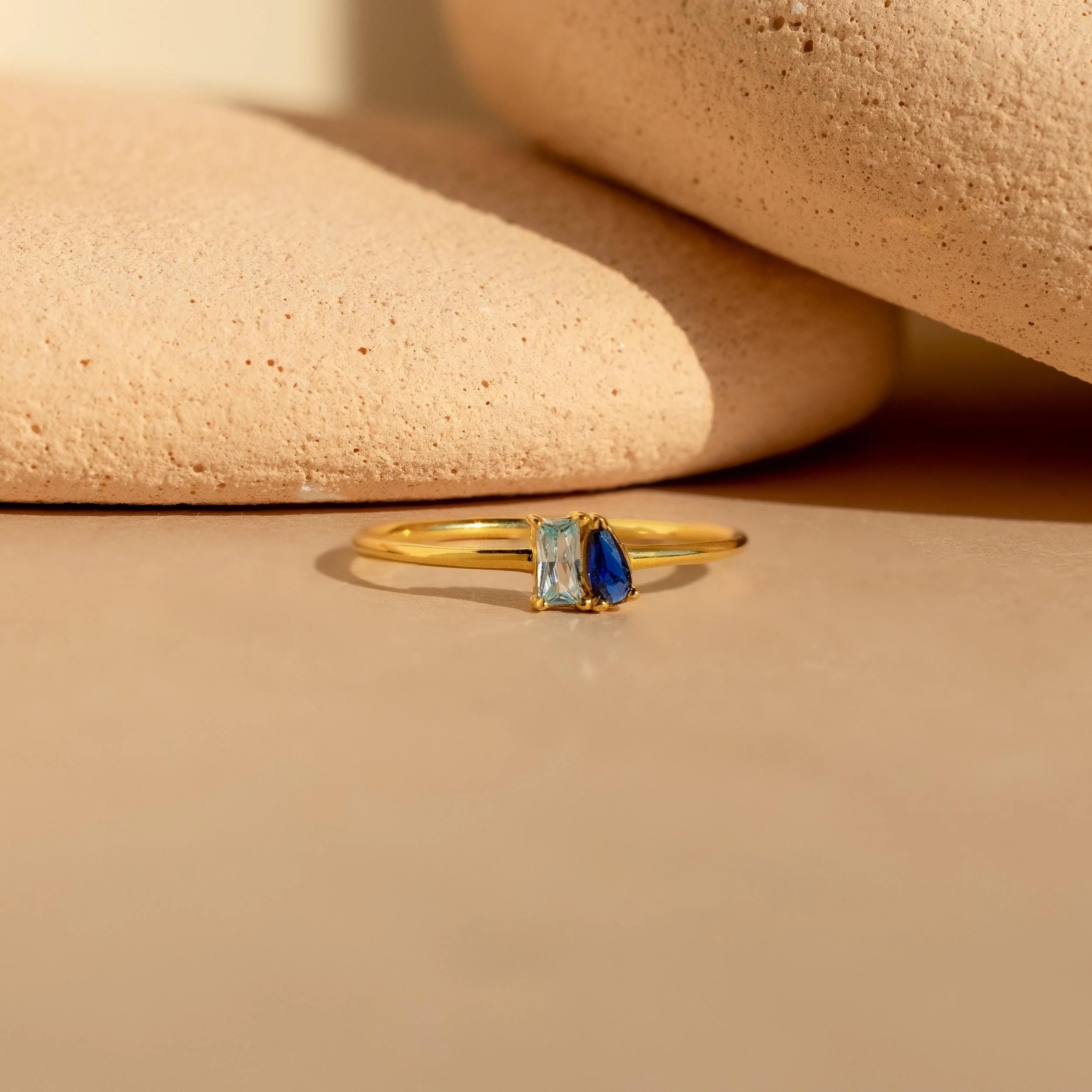Toi et Moi Birthstone Ring Silver 18K Gold Plated