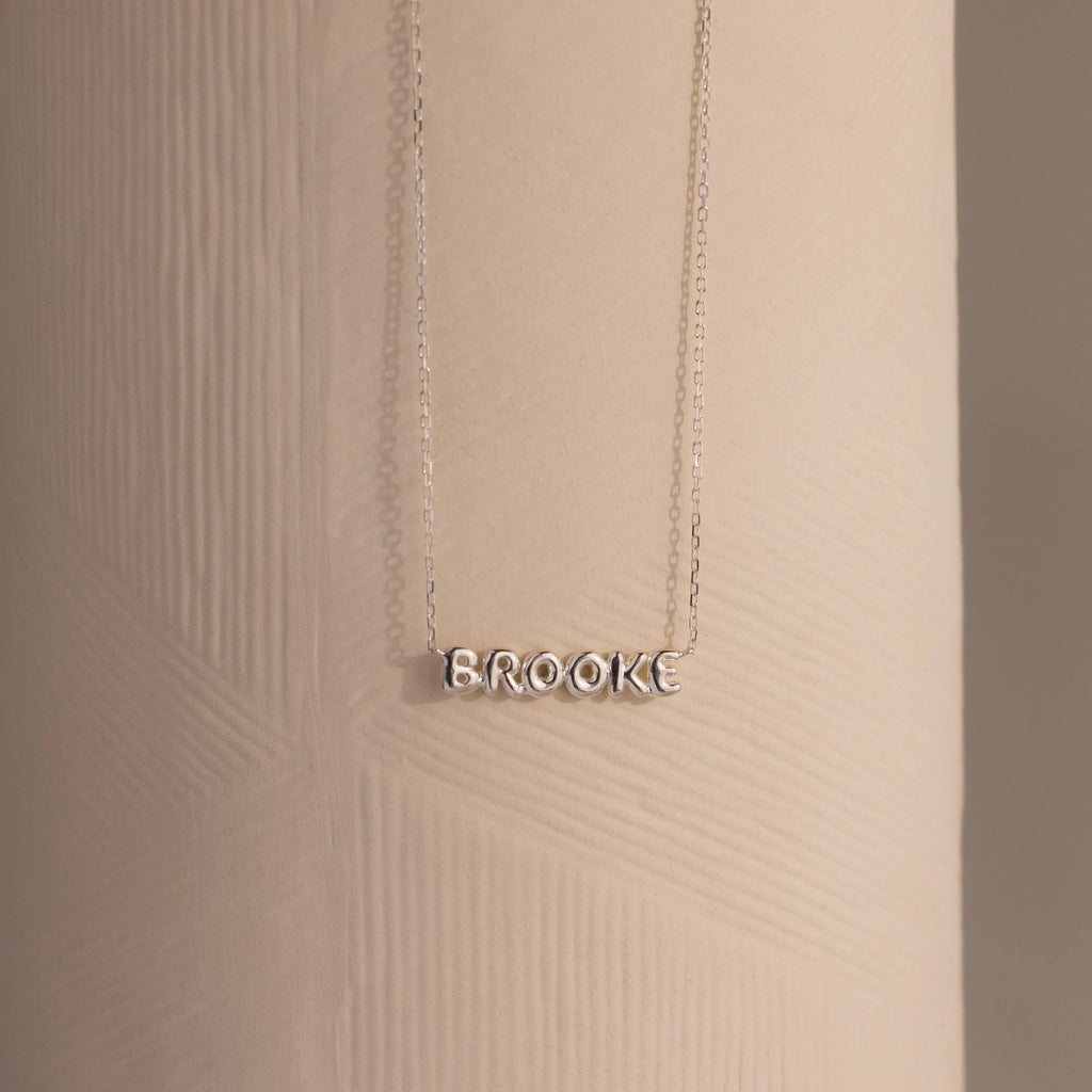 Tiny Bubble Name Necklace Silver 18K Gold Plated