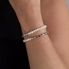 Duo Beaded Pearl Bracelet Silver 18K Gold Plated