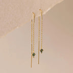 Agate Threader Earrings Silver 18K Gold Plated