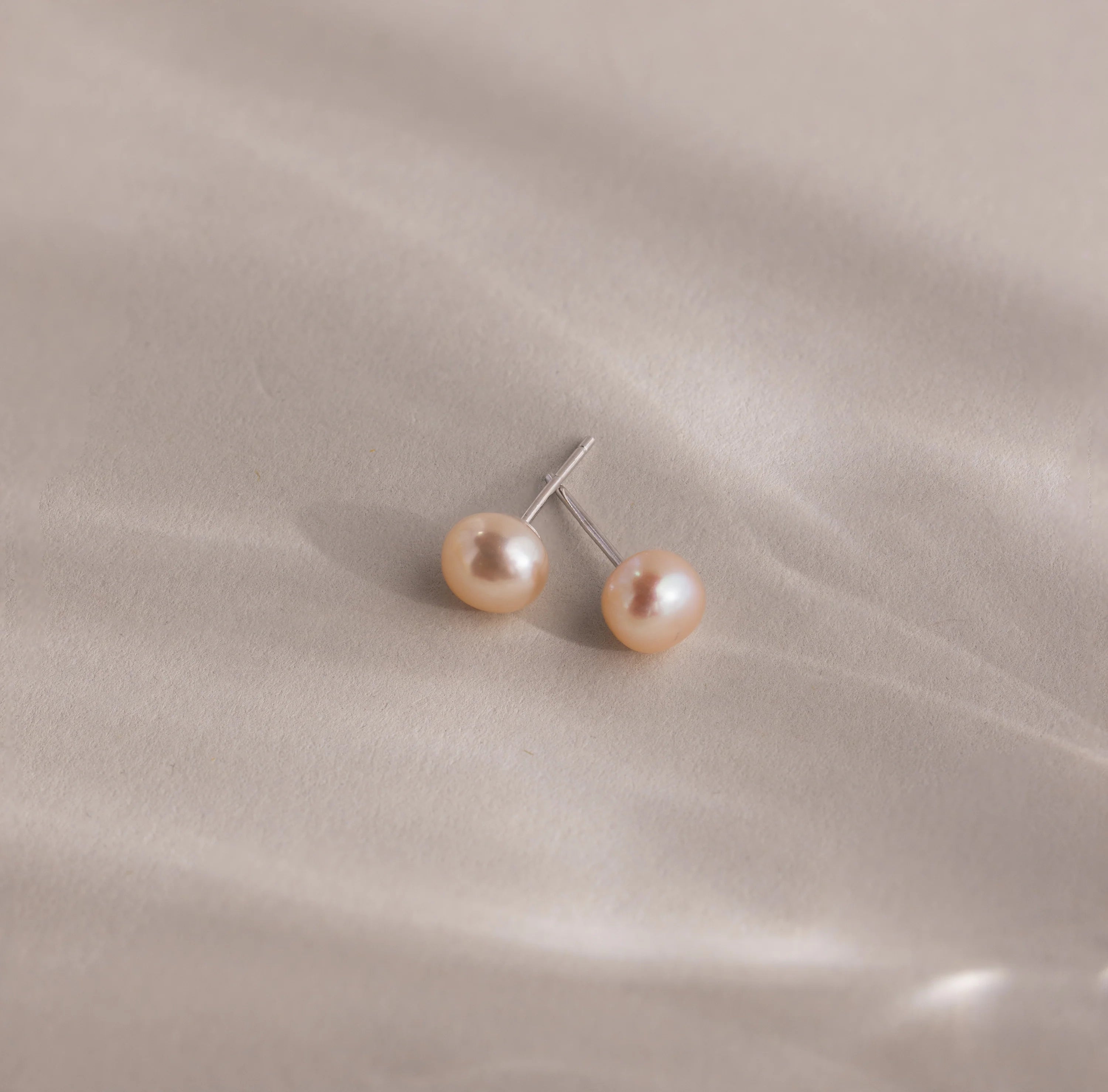 Pink Pearl Studs Silver 18K Gold Plated