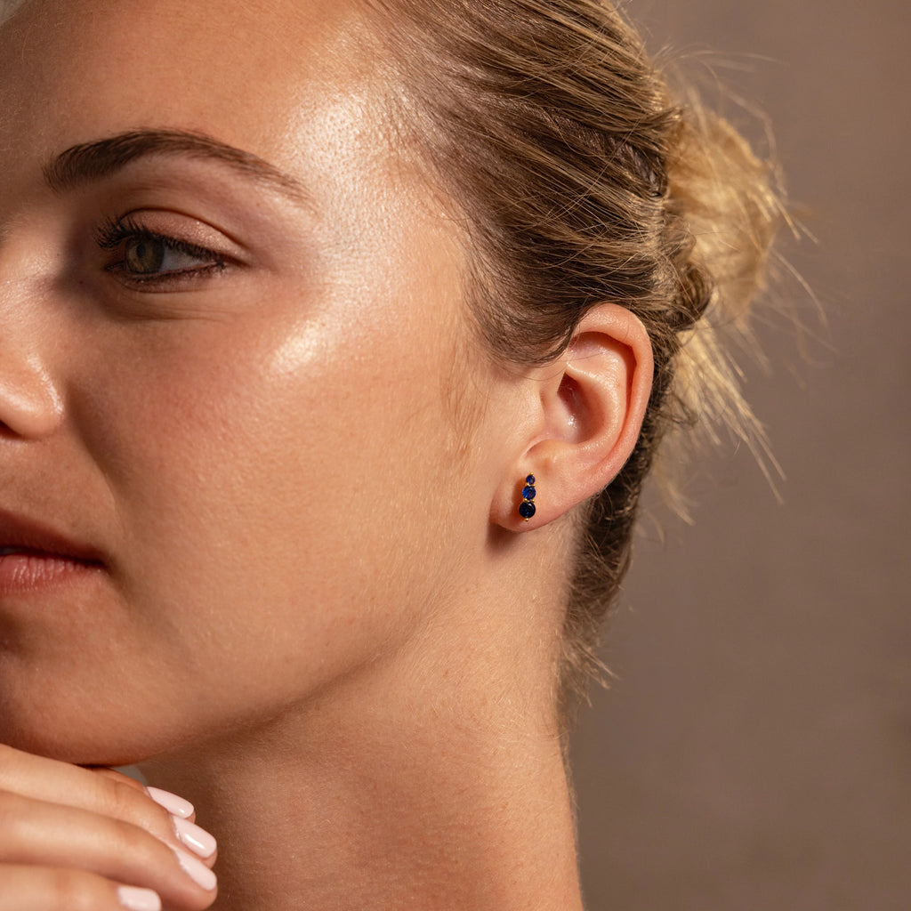 Sapphire Ombre Flatback Studs Silver 18K Gold Plated