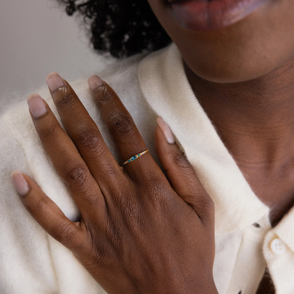 Dainty Baguette Garnet Ring Silver 18K Gold Plated