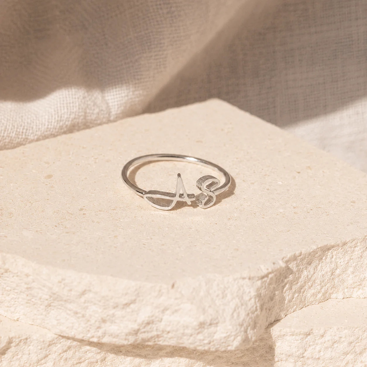 Hallie Duo Initial Ring