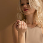 Oval Signet Charm Ring Silver 18K Gold Plated