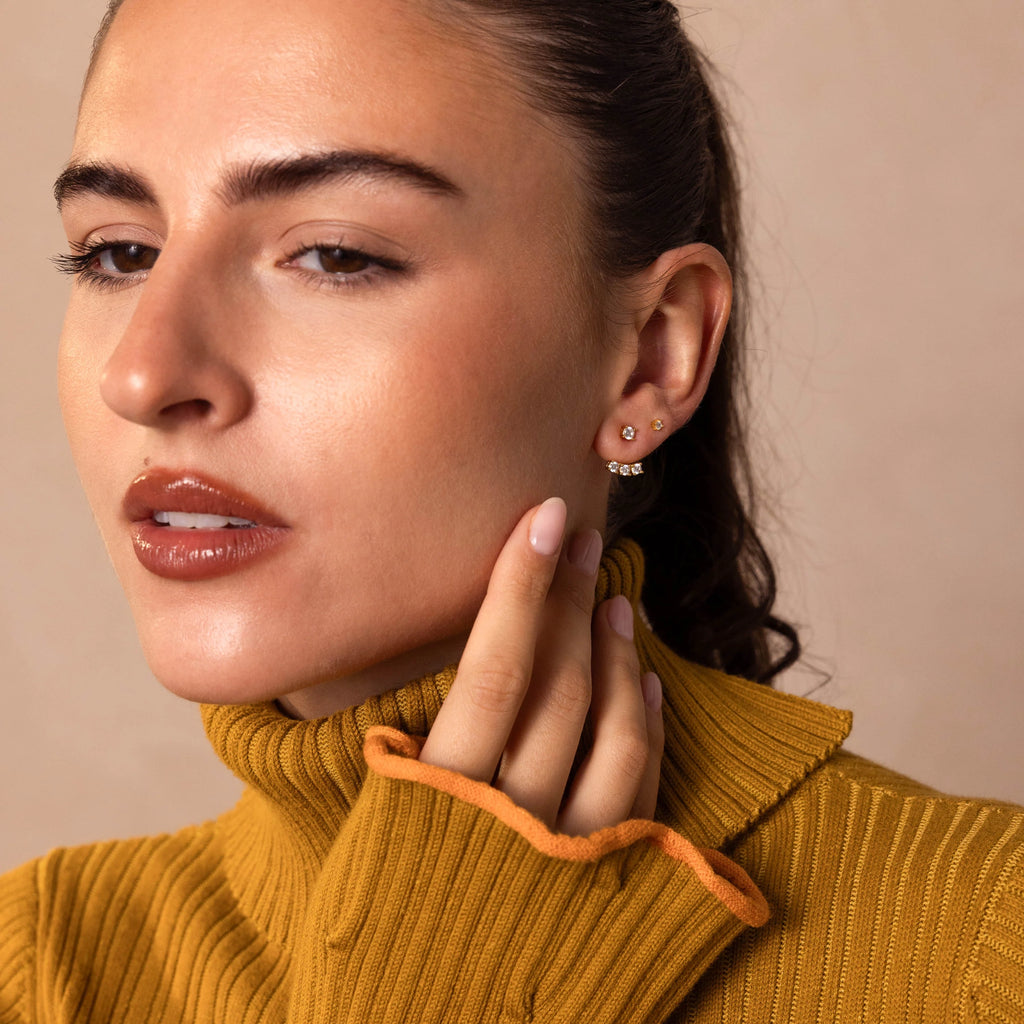 Diamond Cascade Ear Jackets Silver 18K Gold Plated