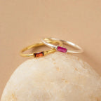 Baguette Birthstone Ring Silver 18K Gold Plated