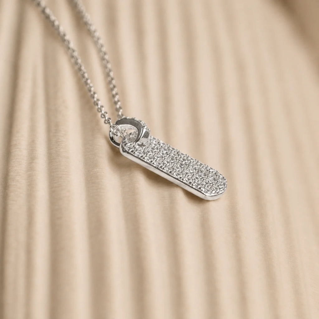 Pave Tag Charm Necklace