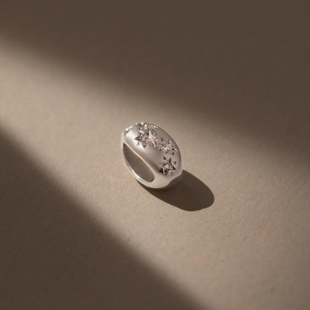 Sprinkle Diamond Dome Spacer Charm Silver 18K Gold Plated