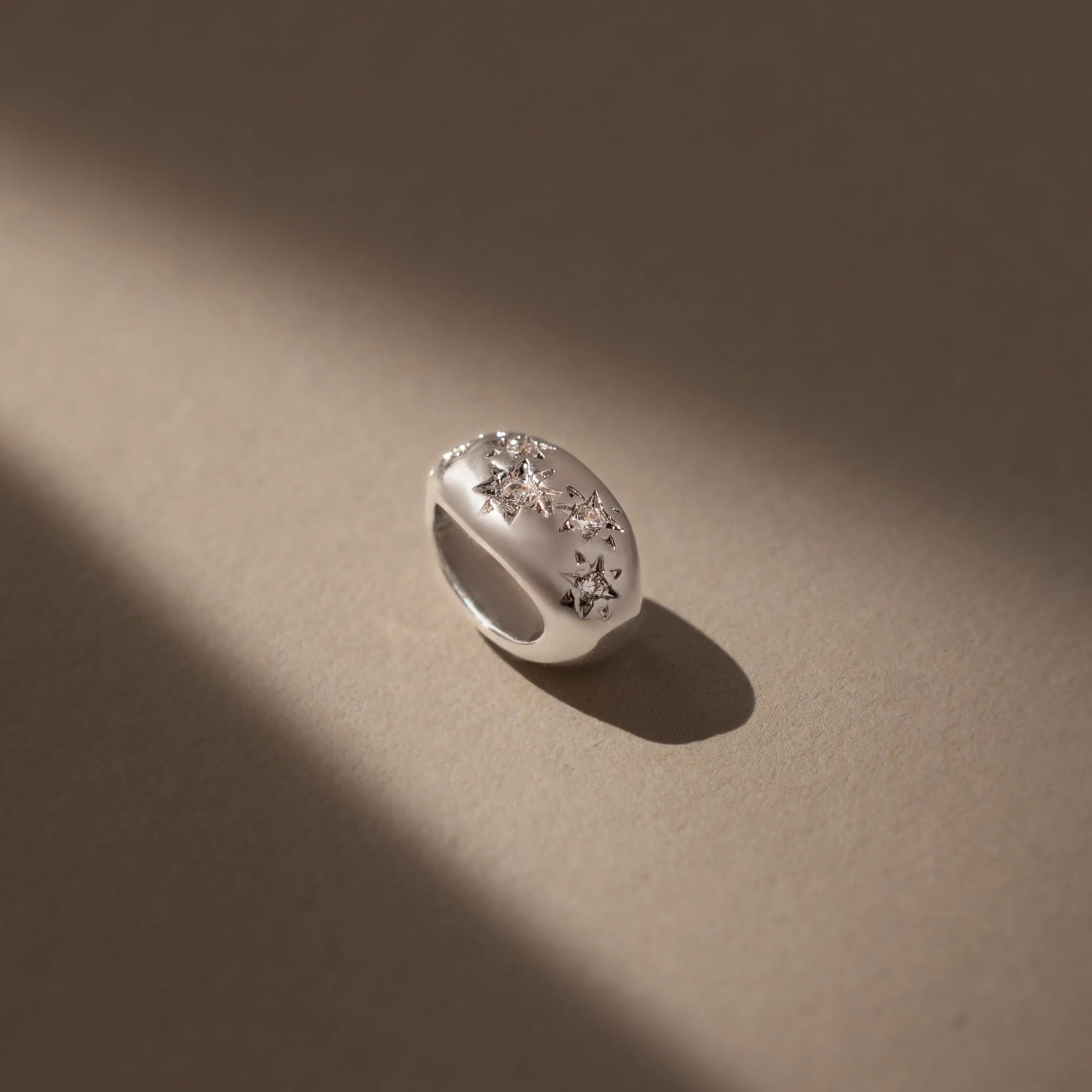 Sprinkle Diamond Dome Spacer Charm Silver 18K Gold Plated