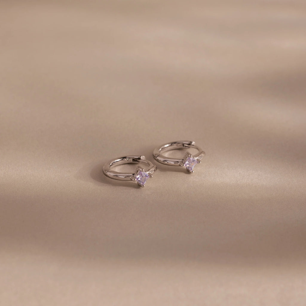 Athena Alexandrite Huggies Silver 18K Gold Plated