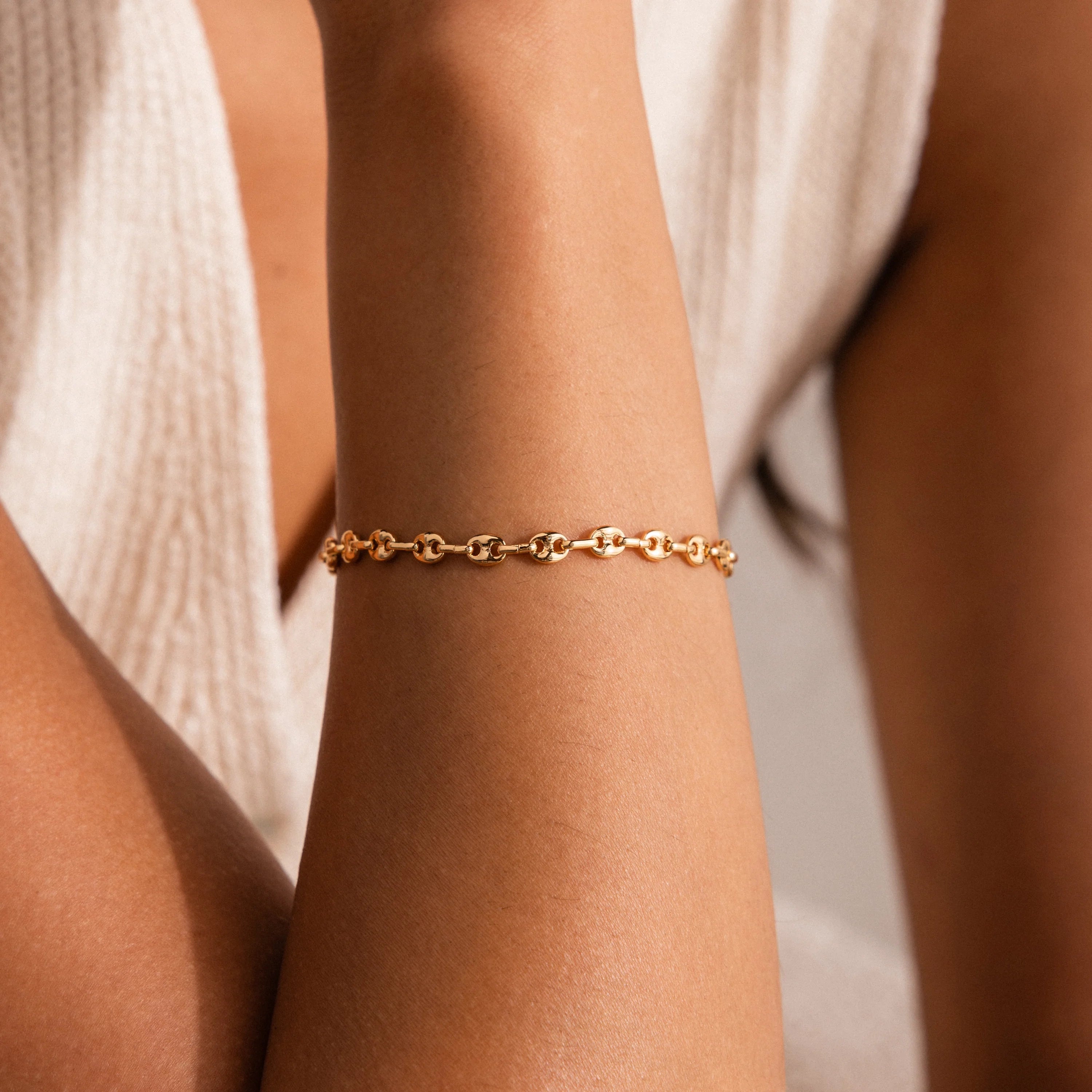 Mini Mariner Chain Bracelet Silver 18K Gold Plated