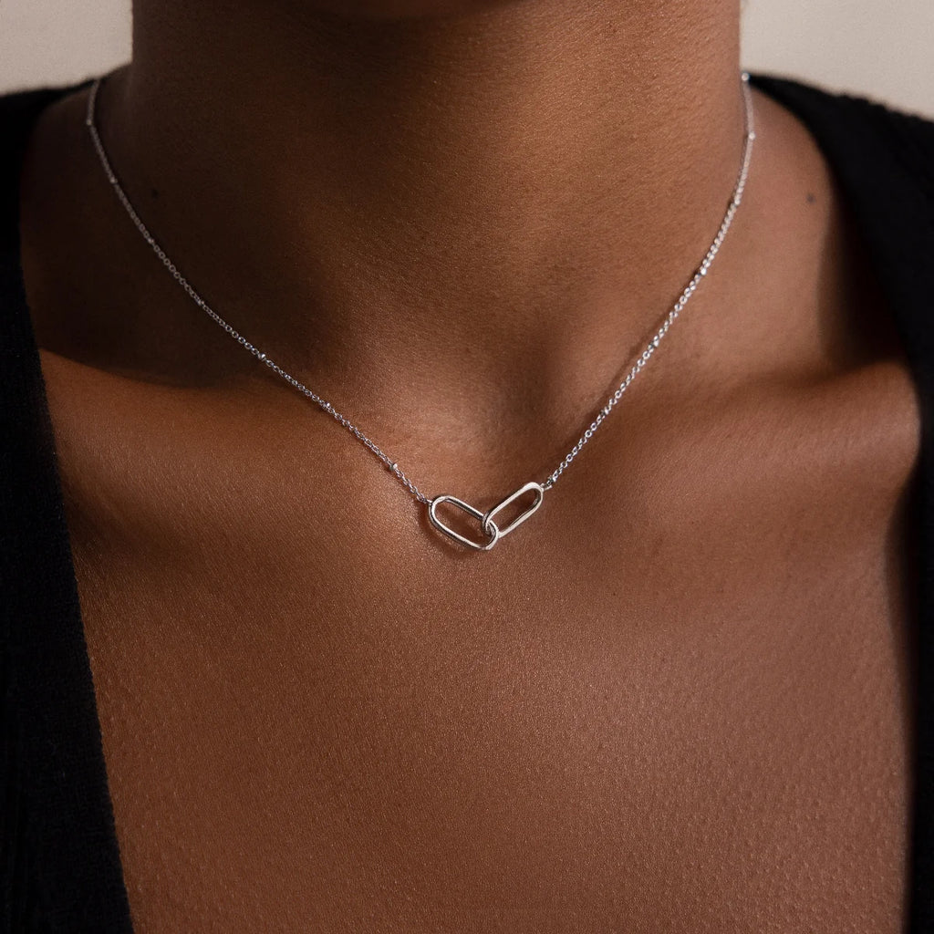 Linked Pendant Necklace Silver 18K Gold Plated