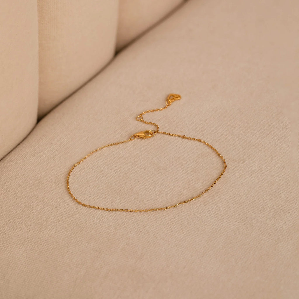 Micro Rolo Chain Anklet Silver 18K Gold Plated
