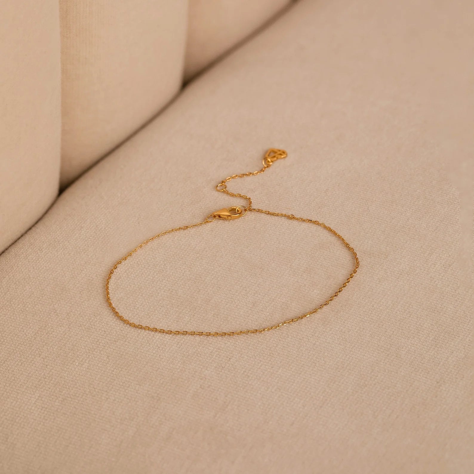 Micro Rolo Chain Anklet Silver 18K Gold Plated