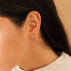 Moon & Star Chain Earrings Silver 18K Gold Plated