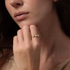 Moonstone Cluster Ring Silver 18K Gold Plated
