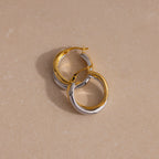 Twisted Mixed Metal Hoops Silver 18K Gold Plated