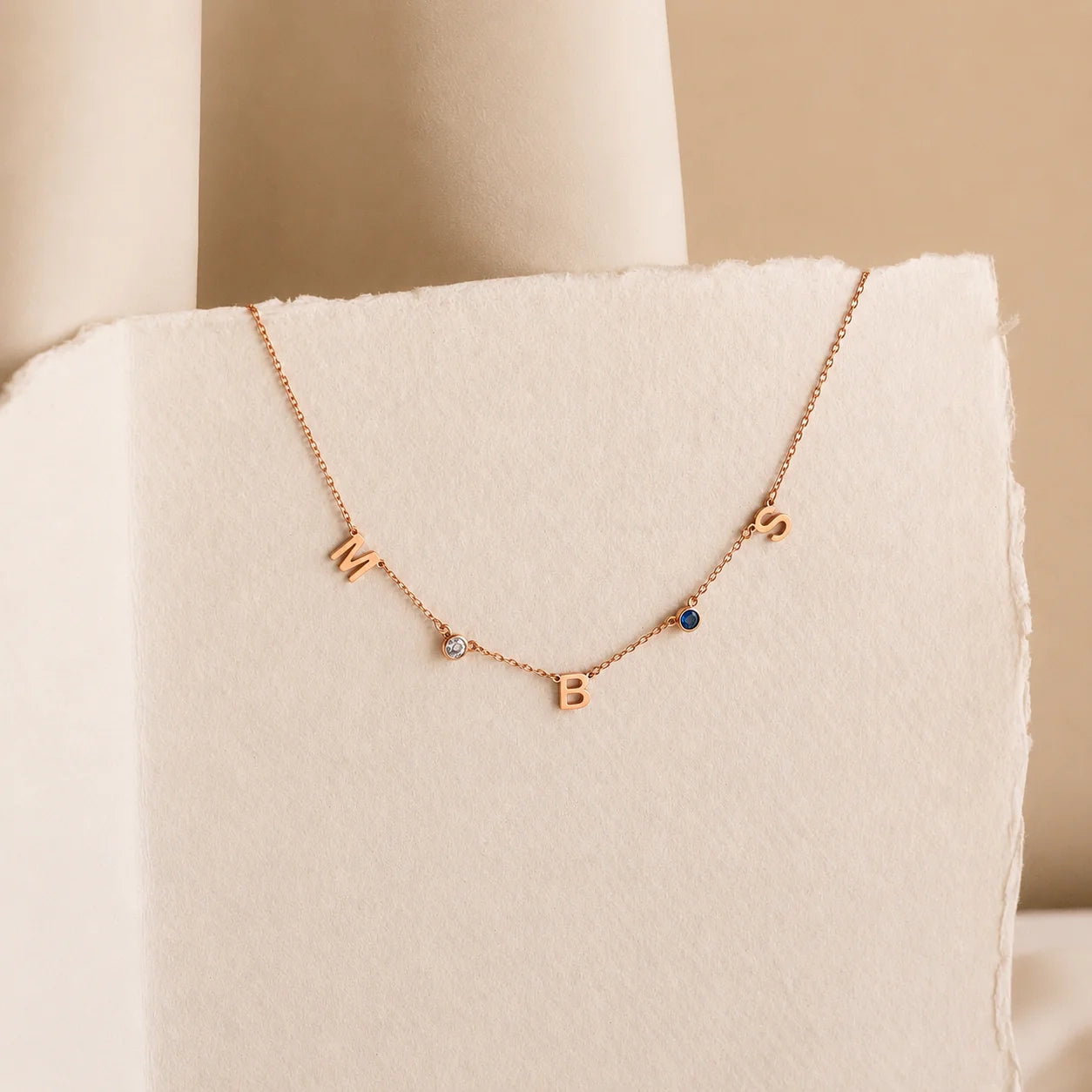 Personalized Birthstone Letter Necklace