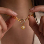 Opal Sun Charm Silver 18K Gold Plated