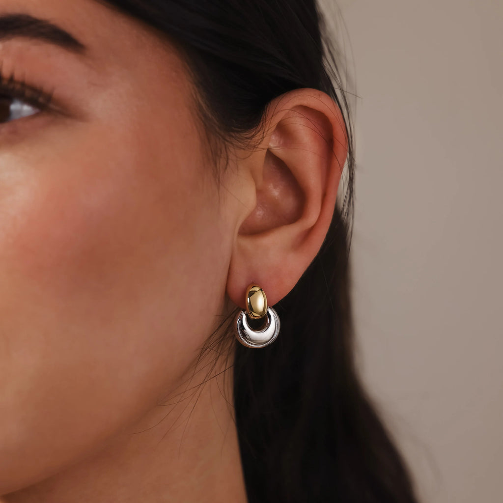 Eclipse Dome Studs  Silver 18K Gold Plated