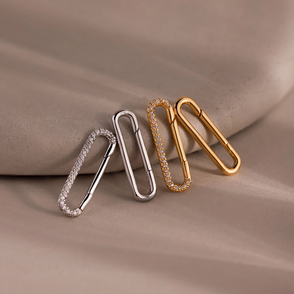 Multipurpose Pave Link Clasp Set Silver 18K Gold Plated